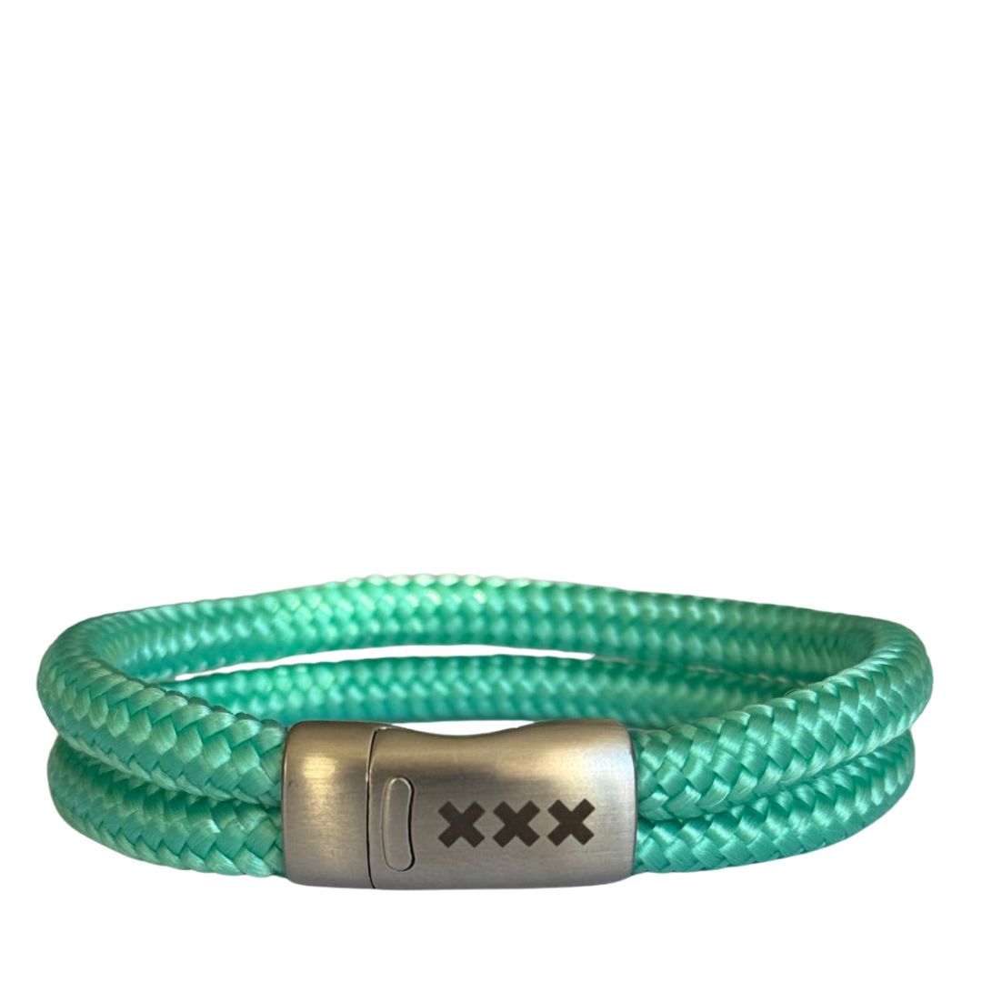 Amsterdam XXX - DUBBEL Scheepstouw Turquoise / Zilver