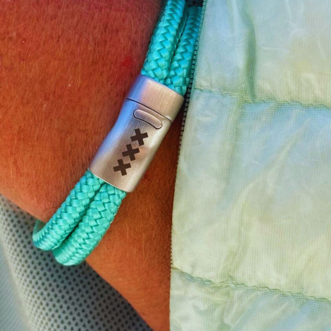 Amsterdam XXX - DUBBEL Scheepstouw Turquoise / Zilver
