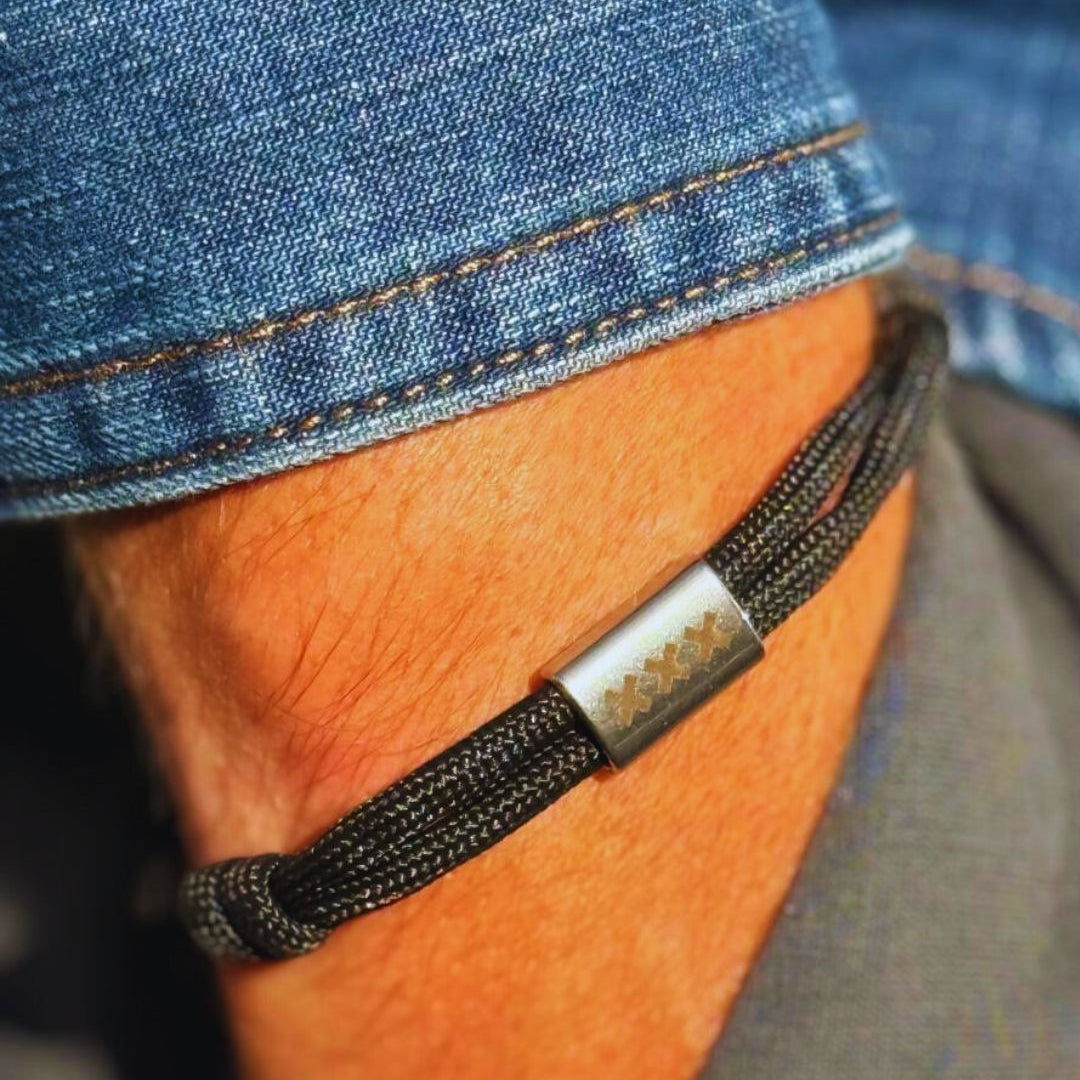 Amsterdam XXX - Black Flat Rope - Silver
