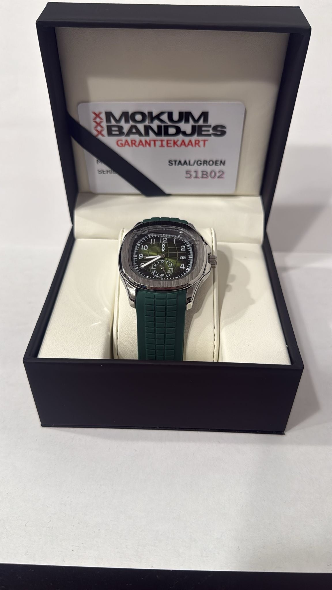 Mokumklokkie Staal/Groen