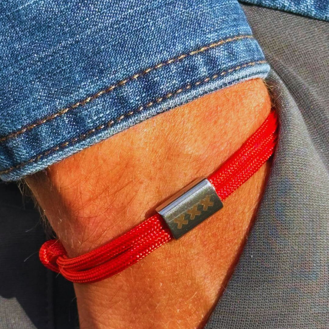 Amsterdam XXX -  Red Flat Rope - Silver