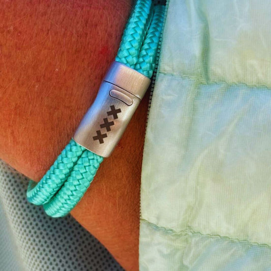 Amsterdam XXX -  DUBBEL Scheepstouw Turquoise / Zilver